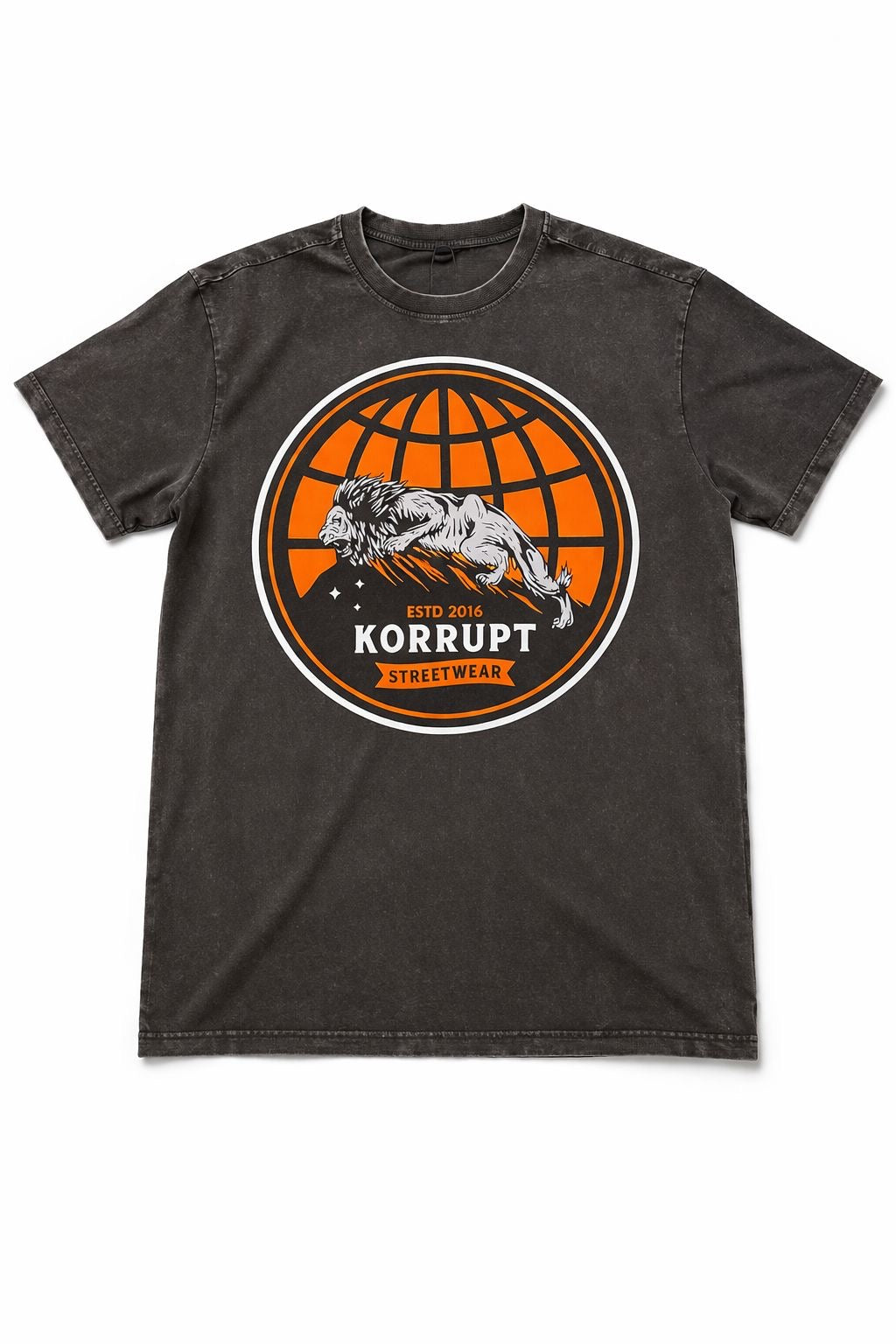 Lion / Oversized acid wash Tee